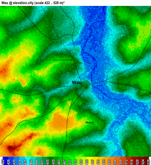 Zoom OUT 2x Wau, South Sudan elevation map
