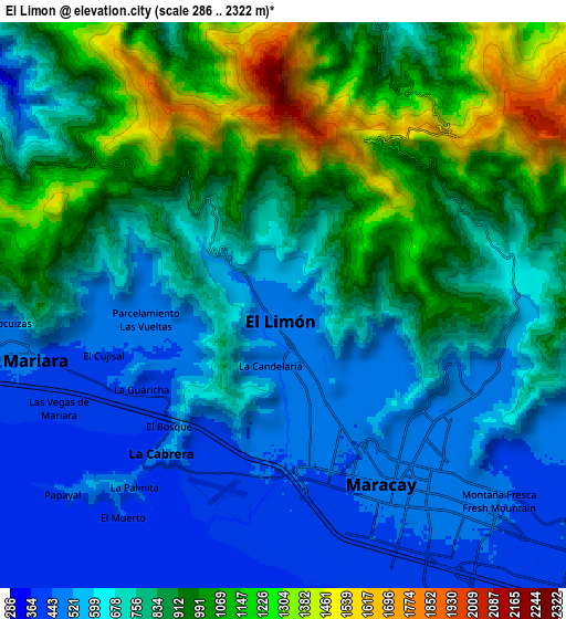 Zoom OUT 2x El Limón, Venezuela elevation map