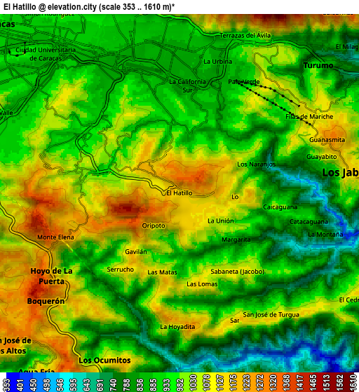 Zoom OUT 2x El Hatillo, Venezuela elevation map