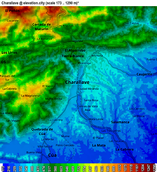Zoom OUT 2x Charallave, Venezuela elevation map
