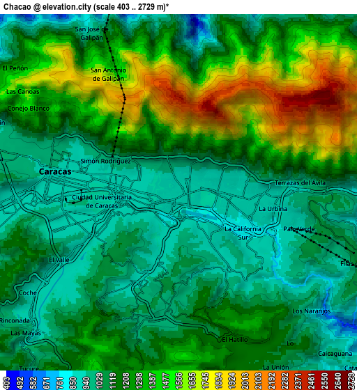 Zoom OUT 2x Chacao, Venezuela elevation map
