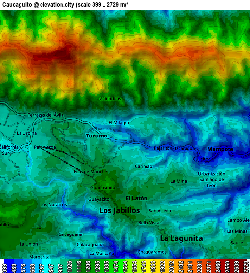 Zoom OUT 2x Caucagüito, Venezuela elevation map