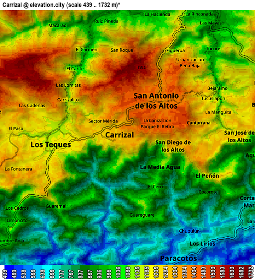 Zoom OUT 2x Carrizal, Venezuela elevation map