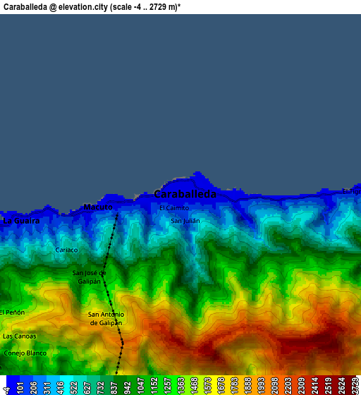 Zoom OUT 2x Caraballeda, Venezuela elevation map