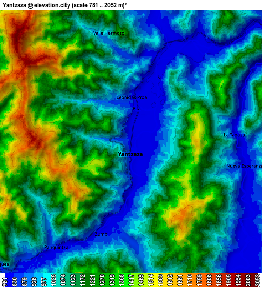 Zoom OUT 2x Yantzaza, Ecuador elevation map