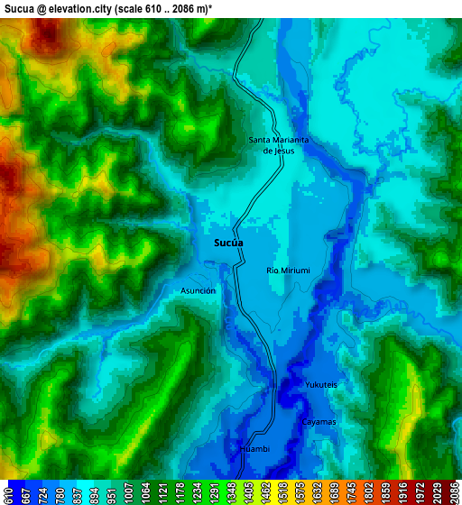 Zoom OUT 2x Sucúa, Ecuador elevation map