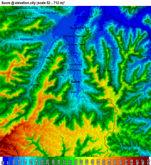 Zoom OUT 2x Sucre, Ecuador elevation map