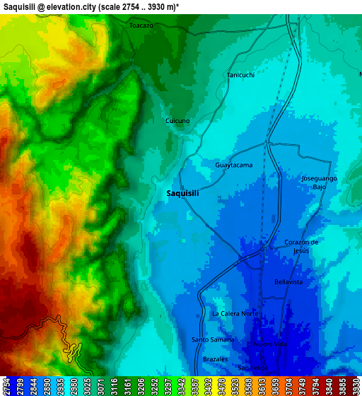 Zoom OUT 2x Saquisilí, Ecuador elevation map
