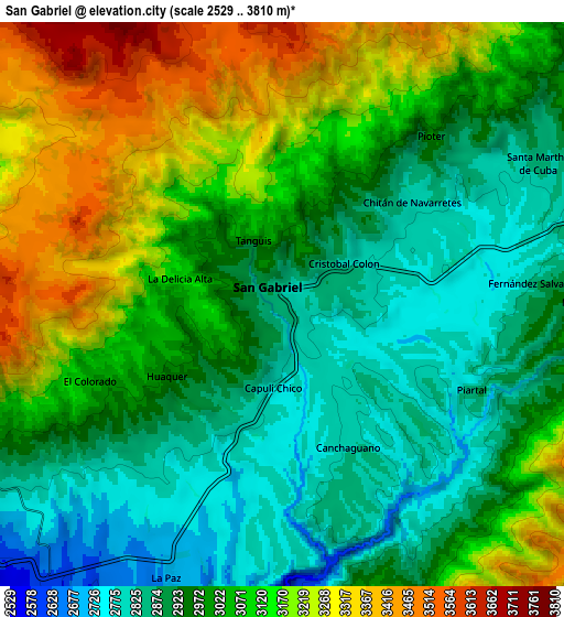 Zoom OUT 2x San Gabriel, Ecuador elevation map