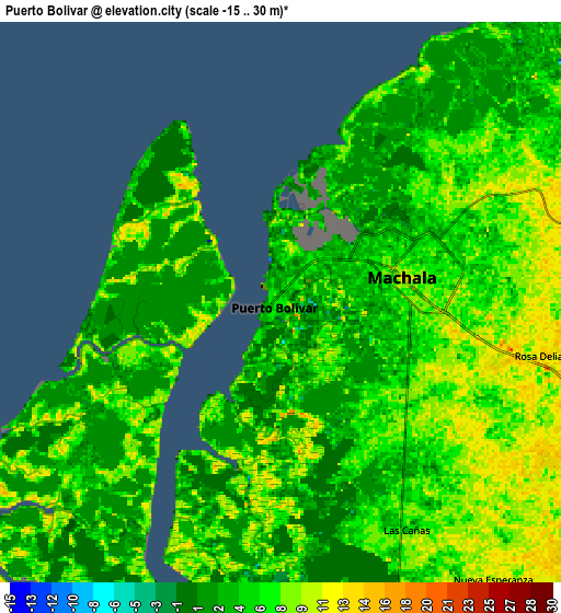 Zoom OUT 2x Puerto Bolívar, Ecuador elevation map