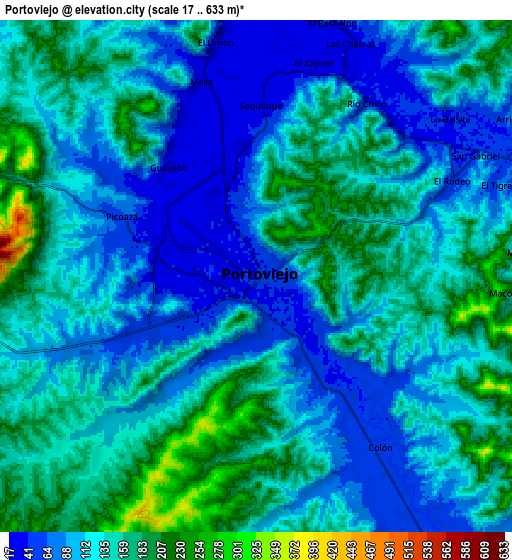 Zoom OUT 2x Portoviejo, Ecuador elevation map