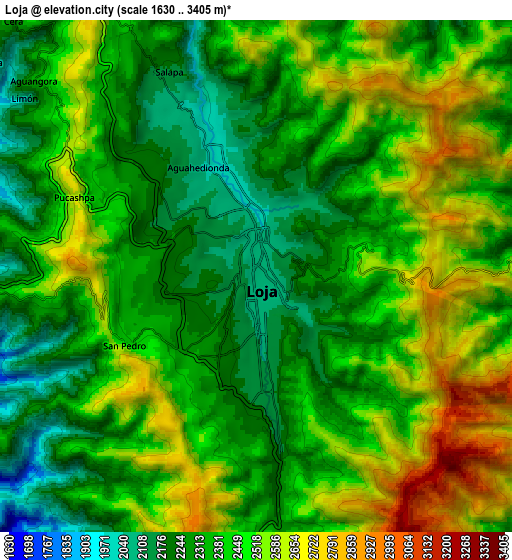 Zoom OUT 2x Loja, Ecuador elevation map