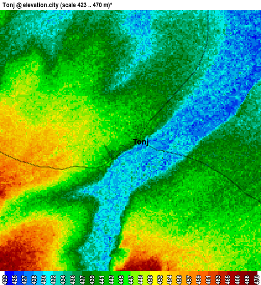 Zoom OUT 2x Tonj, South Sudan elevation map