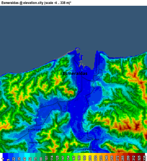 Zoom OUT 2x Esmeraldas, Ecuador elevation map