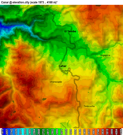 Zoom OUT 2x Cañar, Ecuador elevation map