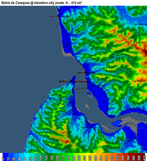 Zoom OUT 2x Bahía de Caráquez, Ecuador elevation map