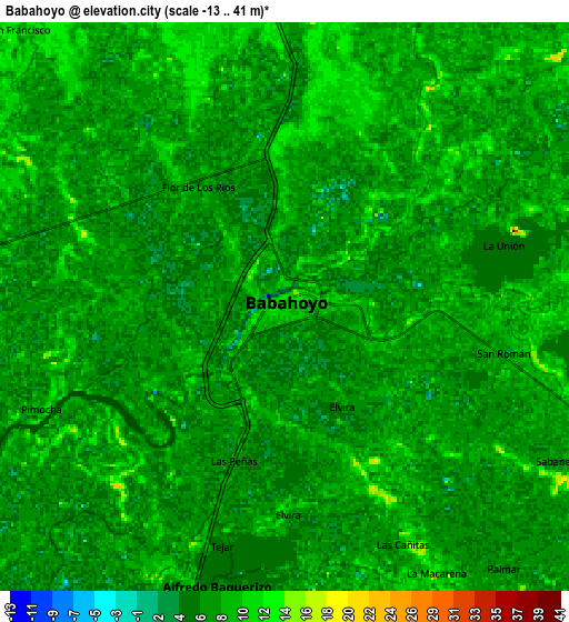 Zoom OUT 2x Babahoyo, Ecuador elevation map