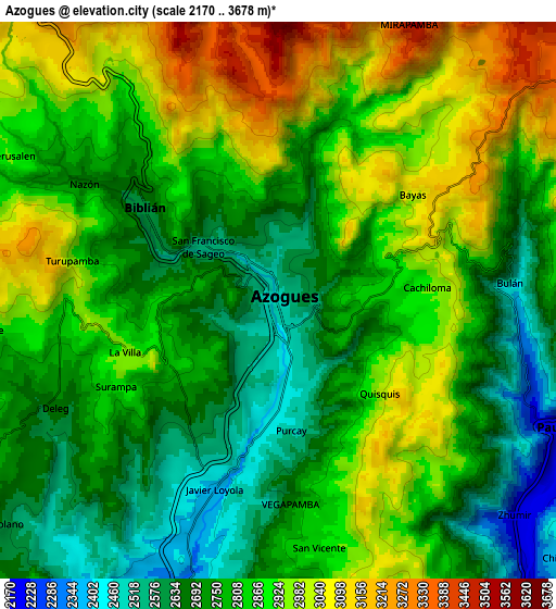 Zoom OUT 2x Azogues, Ecuador elevation map