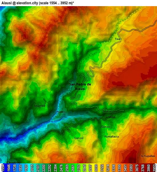 Zoom OUT 2x Alausí, Ecuador elevation map