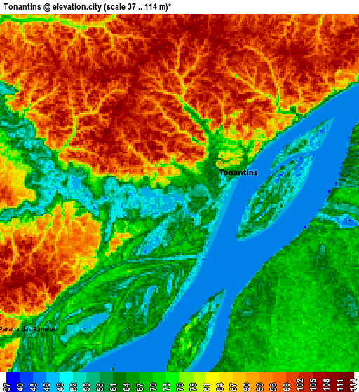 Zoom OUT 2x Tonantins, Brazil elevation map