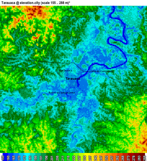 Zoom OUT 2x Tarauacá, Brazil elevation map