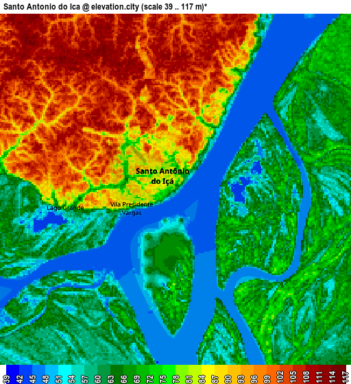 Zoom OUT 2x Santo Antônio do Içá, Brazil elevation map