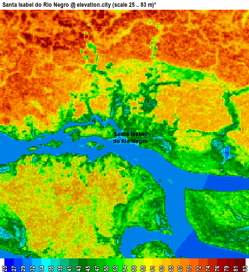 Zoom OUT 2x Santa Isabel do Rio Negro, Brazil elevation map