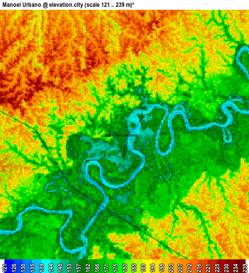 Zoom OUT 2x Manoel Urbano, Brazil elevation map