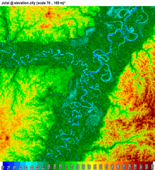 Zoom OUT 2x Jutaí, Brazil elevation map