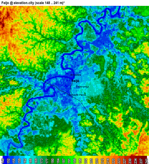 Zoom OUT 2x Feijó, Brazil elevation map