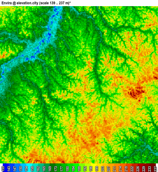 Zoom OUT 2x Envira, Brazil elevation map