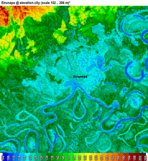 Zoom OUT 2x Eirunepé, Brazil elevation map