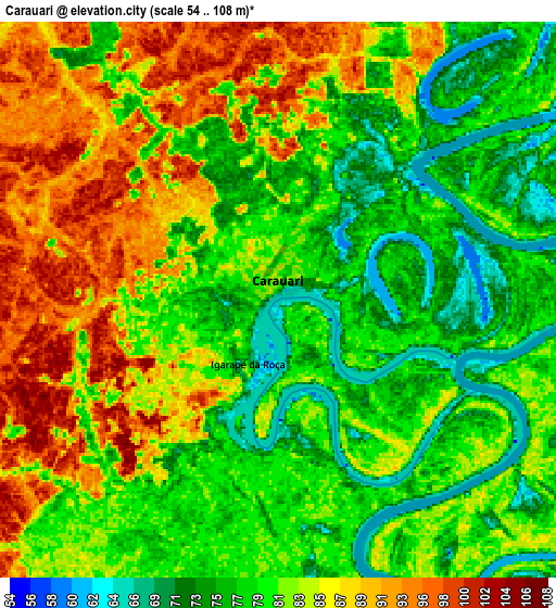 Zoom OUT 2x Carauari, Brazil elevation map