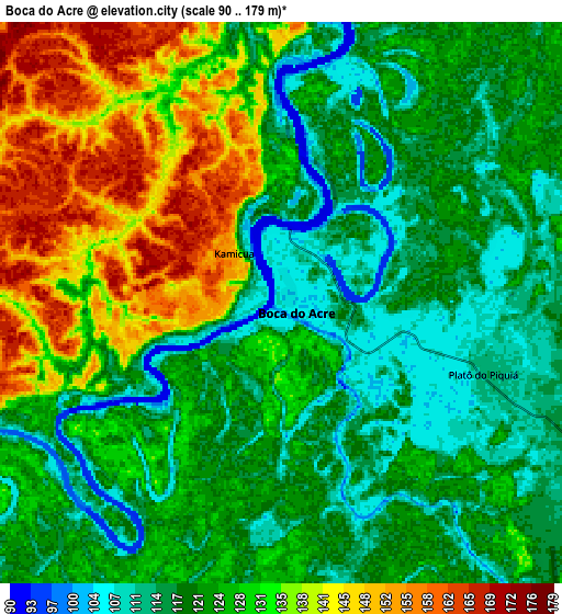 Zoom OUT 2x Boca do Acre, Brazil elevation map