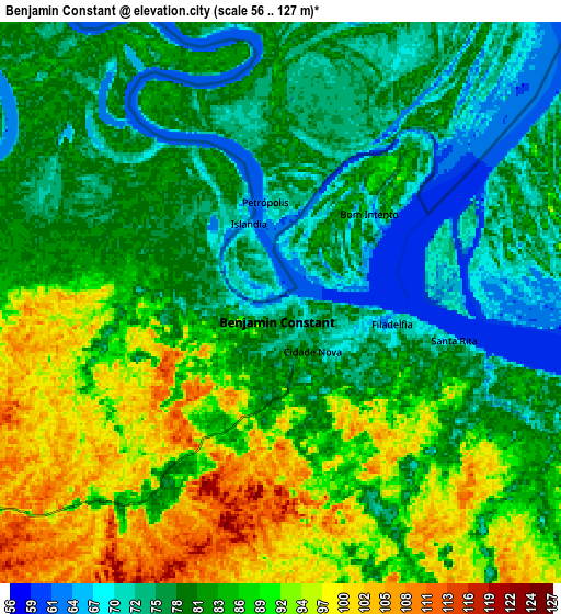 Zoom OUT 2x Benjamin Constant, Brazil elevation map