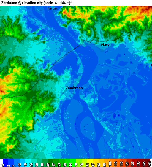 Zoom OUT 2x Zambrano, Colombia elevation map