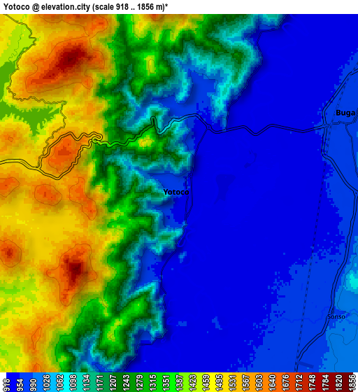 Zoom OUT 2x Yotoco, Colombia elevation map