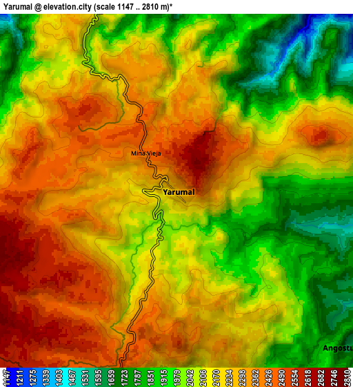 Zoom OUT 2x Yarumal, Colombia elevation map