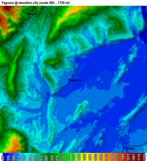 Zoom OUT 2x Yaguará, Colombia elevation map