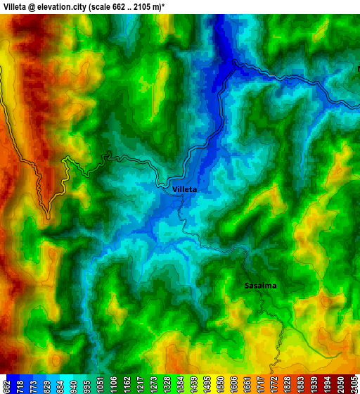 Zoom OUT 2x Villeta, Colombia elevation map