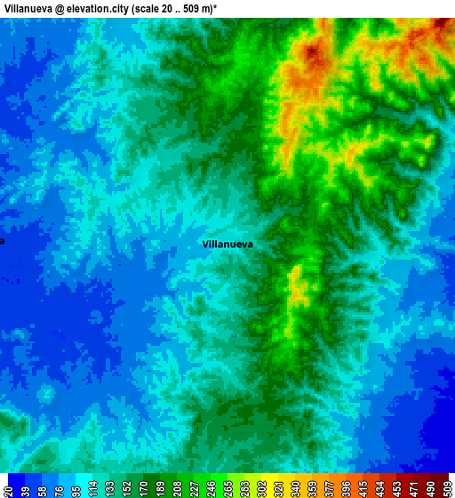 Zoom OUT 2x Villanueva, Colombia elevation map