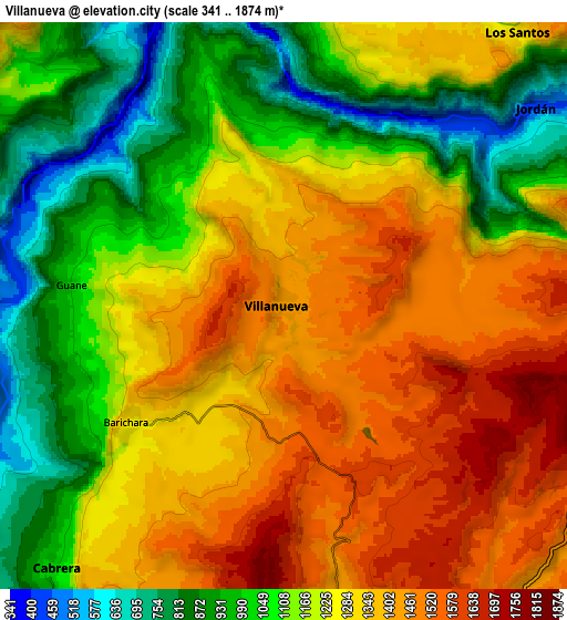 Zoom OUT 2x Villanueva, Colombia elevation map