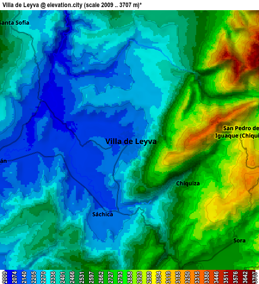 Zoom OUT 2x Villa de Leyva, Colombia elevation map