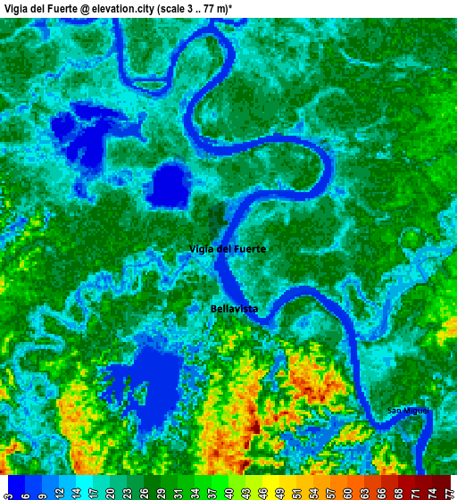 Zoom OUT 2x Vigía del Fuerte, Colombia elevation map