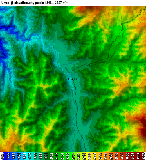 Zoom OUT 2x Urrao, Colombia elevation map