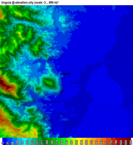 Zoom OUT 2x Unguía, Colombia elevation map