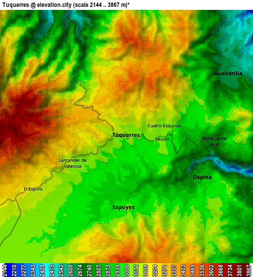 Zoom OUT 2x Túquerres, Colombia elevation map