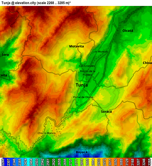 Zoom OUT 2x Tunja, Colombia elevation map