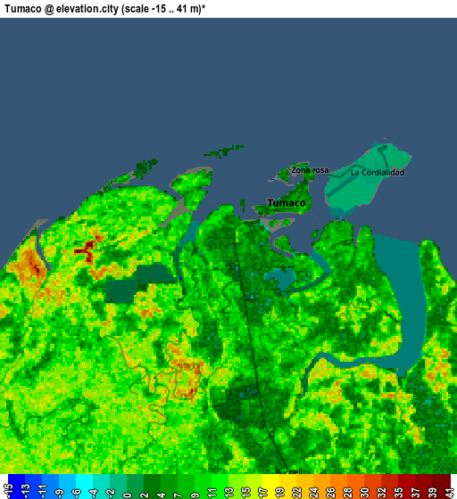 Zoom OUT 2x Tumaco, Colombia elevation map