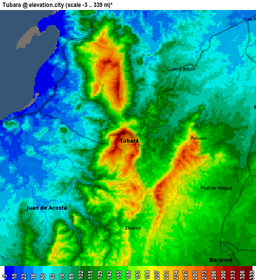 Zoom OUT 2x Tubará, Colombia elevation map